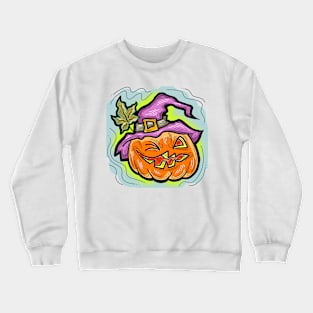Scary Halloween pumpkin monster face head. Crewneck Sweatshirt